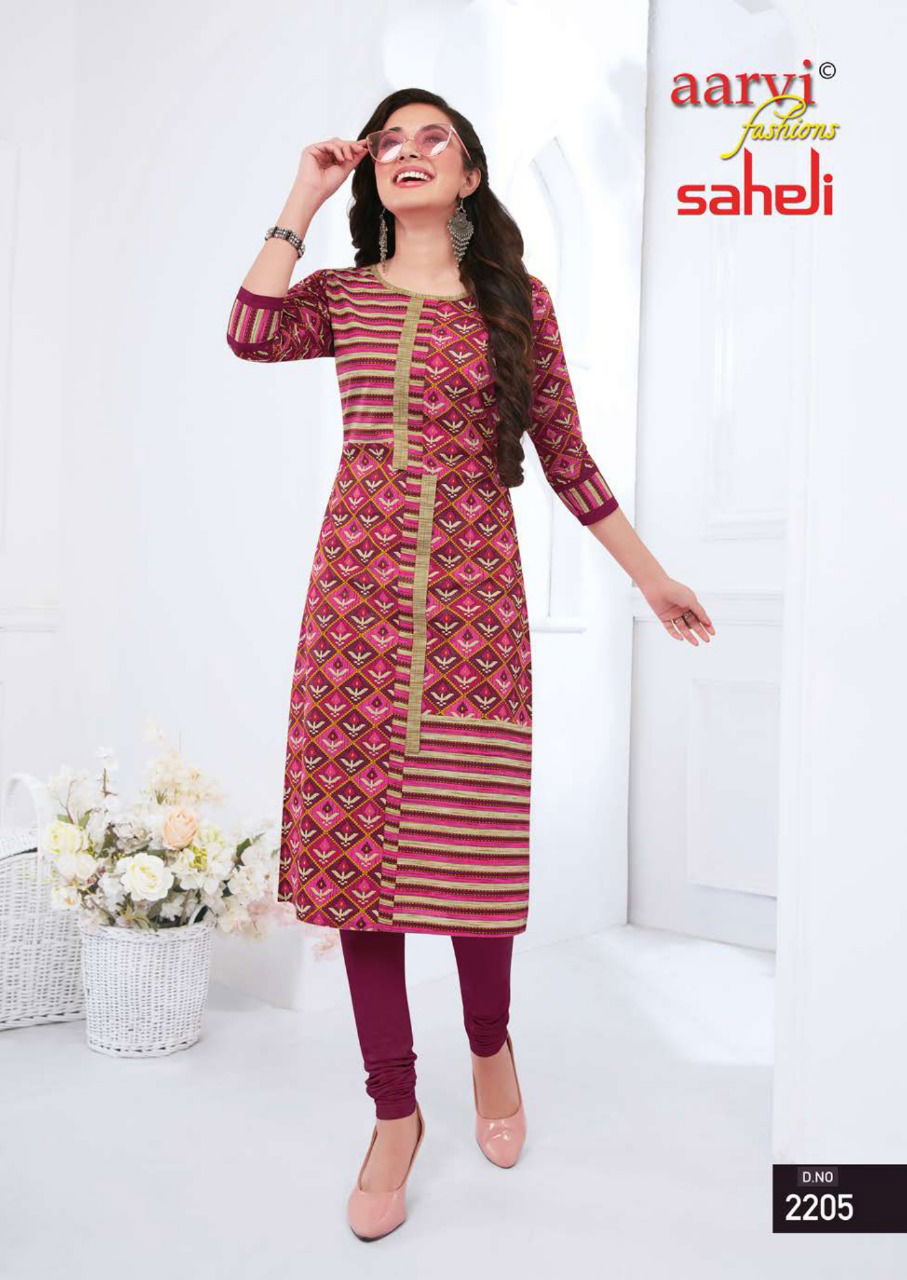 Aarvi Fashion Saheli 12 Casual Wear Cotton Printed Kurti Collection
